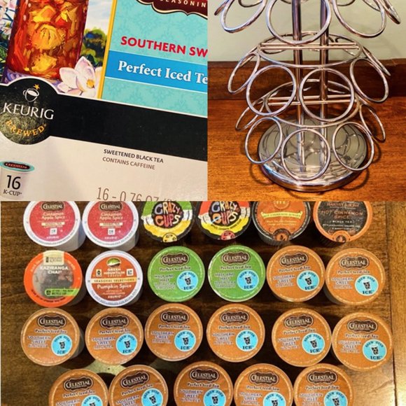 Keurig K-Cup Stand + variety 43 pods tea & coffee